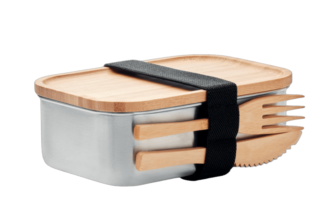 Nachhaltige Lunchbox aus Edelstahl und Bambus | 600ml